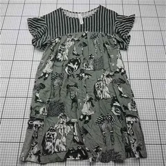 ◇ Θ あちゃちゅむ ムチャチャ 総柄ワンピース 半袖 コットン グリーン系 レディース E  【1603020013686】