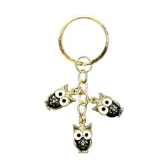 ふくろう キーホルダー 3羽 ブラック 梟 縁起物 開運 幸運 金運 風水 雑貨