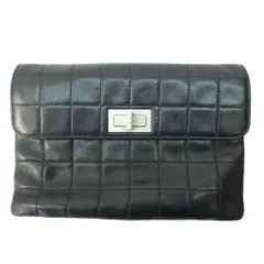 シャネル CHANEL 美品 チョコバー クラッチバッグ セカンドバッグ ラムスキン レザー 黒 ブラック 1206 ☆AA★