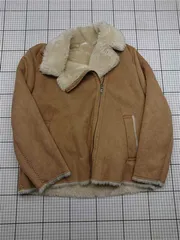 ◇ ⊇ ユニクロ UNIQLO ムートン風ボアジャケット XLサイズ ベージュ系 メンズ E  【1603020014881】