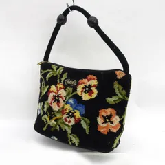 FEILER / フェイラー ■ミニ ハンドバッグ  ポーチ 黒 紫 花 【バッグ/バック/BAG/鞄/カバン】 ブランド【中古】 
