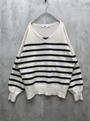 AZUL BY MOUSSY アズールバイマウジー 250HAB70-124B Vネックアソートカラーニットプルオーバー sizeF/白ｘ黒 ■◇レディース