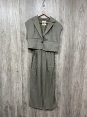 THE YOｎ ザヨン サイドフリルイージーパンツ・バックリボンショートジャケット セットアップ sizeF/カーキ ■◆ レディース