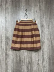 美品 LABORATORY WORK ラボラトリーワーク タグ付 ボーダー Aライン 台形 スカート sizeM/ブラウン系 ◆■ レディース