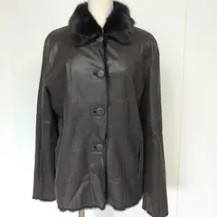 [値下げ交渉歓迎] VINTAGE リアルレザー リアルファー ジャケット 本革 ムートン ブラウン L相当 裏ボア B-305