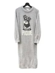 ジェラートピケ gelato pique ドッグジャガード ワンピース シュナウザーモチーフ 犬 ルームウェア ベビモコ BABY MOCO LGRY GRAY 灰色 PWN0235078 ワンピース ロゴ グレー ONE SIZEサイズ 104LT-413のサムネイル