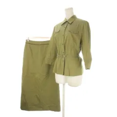 アリスバーリー Aylesbury セットアップ シャツ スカート 緑 カーキ 七分袖 ベルト付き ウエストステッチ /CK1 ■ECC001