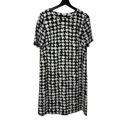  スキャパ SCAPA 千鳥格子柄ワンピース トリアセテート 42L 大人カジュアル【Z1818】