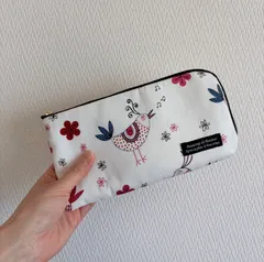 通帳が入るL字ファスナーお財布ポーチ｜外ポケットなし｜バード