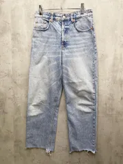 ZARA ザラ カットオフ加工 ボタンフライ ストレート デニムパンツ sizeUSA6/青 ■◇レディース