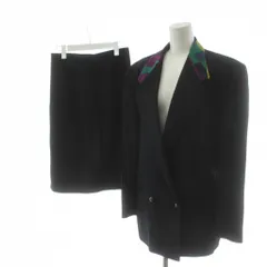 ジャンニヴェルサーチ ヴェルサーチェ GIANNI VERSACE スーツ セットアップ テーラードジャケット ダブル タイトスカート ひざ丈 ウール 42 黒 ブラック /AN28 ■ECD002のサムネイル