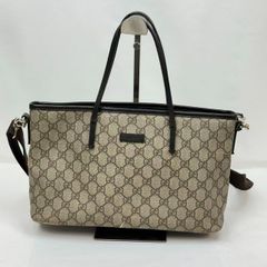 GUCCI グッチ GGスプリーム トートバッグ PVC レザー ブラウン - メルカリ