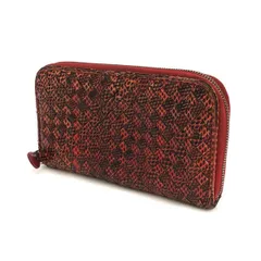 BOTTEGA VENETA / ボッテガヴェネタ ■長財布　イントレチャート　パイソン　ラウンドファスナー　レッド　ブラック 01172517 【財布/サイフ/ウォレット/wallet/コイン】 ブランド【中古】 