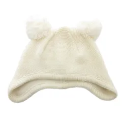 ファミリア Familiar ベビー用ポンポン付きニット帽子 アクリル ウール アイボリー /AE ■GY14