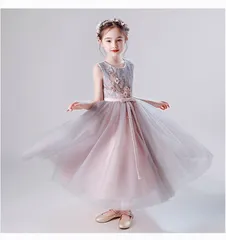 子供ドレス ピアノ発表会 ドレス 未使用 チュールドレス 花柄 刺繍 女の子ドレス 結婚式 演奏会 フォーマル キッズドレス 入学式 撮影用 子ども服 パーティードレス 子供 キッズ #gv6