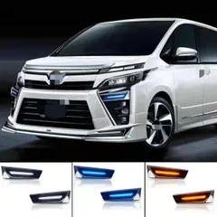 送料無料 トヨタ ヴォクシー 80系 2014-2021 年式 用 フロントバンパー LEDデイライト フォグランプ モナリザスタイル ポジションランプ 3色発光 交換用 外装 ドレスアップ カスタムパーツ ABS樹脂 おしゃれ かっこいいのサムネイル