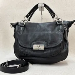 COACH　コーチ　ショルダーバッグ　2WAY　レザー　ブラック　シルバー金具　大容量