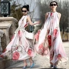 送料無料 未使用 発表会 舞台衣装 パーティ 華やか 花模様 シフォン マキシ丈 ワンピース F フリ－ (OPN7332)