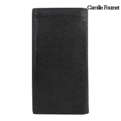 美品 カミーユフォルネ CAMILLE FOURNET 旧ロゴ リザード レザー ロングウォレット 長財布 黒 ブラック 小銭入れ無し メンズ 美品 カミーユフォルネ CAMILLE FOURNET 旧ロゴ リザード レザー