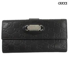 美品 グッチ GUCCI 231841 グッチシマ GGマーク 型押し カーフ レザー 長財布 ロングウォレット ダークブラウン