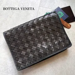 美品 BOTTEGA VENETA ボッテガヴェネタ マキシイントレチャート ラムレザー クラッチバッグ 財布 コインケース  黒 ブラック