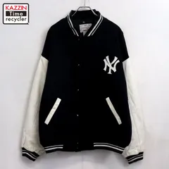 90s MLB vintage ニューヨーク・ヤンキース 中綿 アームレザー ウール スタジャン メンズ 表記XXLサイズ