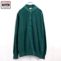 70s USA製 vintage L.L.Bean 無地 ヘンリーネック ニットセーター メンズ 表記Lサイズ