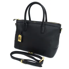 RALPH LAUREN / ラルフローレン ■2way レザー　ショルダー ハンドバッグ　ブラック 【バッグ/バック/BAG/鞄/カバン】 ブランド【中古】 