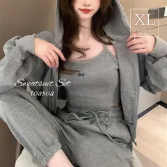toasoa スウェット レディース 上下セット おしゃれ かわいい 薄手 カジュアル 3点 03 - (グレー,  XL)