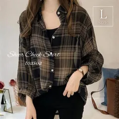 toasoa トーアソーア チェック シャツ レディース トップス 長袖 前開き シフォン とろみ ブラウス 黒 (黒,  L)