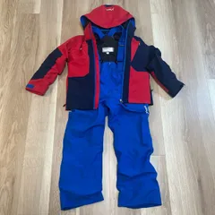【229727】PHENIX フェニックス  キッズ　スキーウェア　上下セット　フーディー　ポリエステル　ロゴ　130  ・ レッド/ブルー