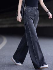 デニムパンツ レディース ワイドパンツ ハイウエスト ワイドデニムパンツ ワイドジーンズ ジーンズ ワイドデニム Gパン レディースパンツ レディースファッション 無地 ゆったり かわいい おしゃれ ロングパンツ パンツ 女性 huiyan01