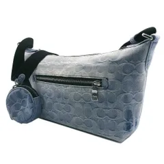 【新品】コーチ ショルダーバッグ  FINN ラブド  デニム ヴィンテージ加工 スモール クロスボディバッグ ミニポーチ付き サイコロ & キーモチーフ チャーム 2WAY 肩掛け 斜め掛け CDY53 SVNIM (ライトインディゴ)  メンズ 送料無料