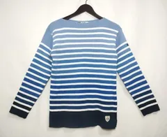 【229293】Fileuse d’Arvor フィルーズダルボー  長袖Tシャツ　バスクシャツ　ボーダー柄　コットン100％　グラデーション　ストレッチ　S  ・ ブルー