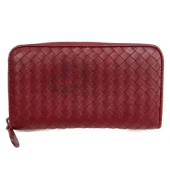 ボッテガヴェネタ BOTTEGA VENETA イントレチャート ラウンドファスナー ロング ウォレット 長財布 ボルドー系