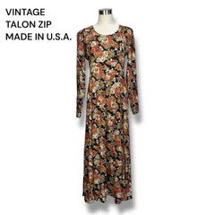 TALON ヴィンテージワンピース　インポートワンピース　古着　usa古着　TALONZIP 花柄ワンピース