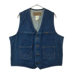90年代 USA製 Wrangler ラングラー デニムベスト インディゴブルー(メンズ L)中古 古着 X5234