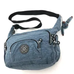 キプリング ショルダーバッグ クロスボディ ブルーグレー ナイロン チャーム付
