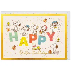 【即日発送】文字 兄弟とバースデー 立体 815530 ポップアップ バースデーカード スヌーピー Hallmark(ホールマーク)