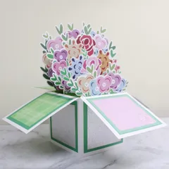 【在庫処分】(GREEN) 誕生日、結婚式、記念日、母の日、クリスマスカード、すべての機会のためのグリーティングカードのための3Dポップアップフラワーサンキューカード