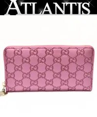 グッチ GUCCI グッチシマ ハートチャーム ラウンドファスナー 長財布 レザー メタリックピンク 278566 【73916】