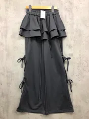 新品 wilful ウィルフル サイドリボン ウエストフリル ワイドスウェット パンツ sizeF/チャコール ■■ レディース