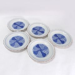 未使用】有田焼 古伊万里 伊万里 色鍋島 寛右衛門 深錦濃柿 柿柄 小皿5