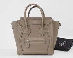 CELINE ◆ ラゲージ ナノ ショッパー Souri (グレージュ) ハンドバッグ ミニバッグ セリーヌ ◆Y024