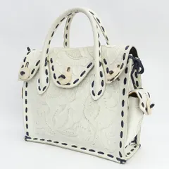Carving Tribes / カービング トライブス ◆ハンドバッグ/カービング/レザー/ホワイト 【バッグ/バック/BAG/鞄/カバン】 レディースファッション【中古】 