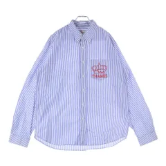 Thames (テムズ) p.g shirts Blondey McCoy ブロンディ・マッコイ ロゴ刺繍 右ポケット ストライプ 長袖シャツ ブルー/ホワイト