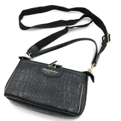 モーダプリンチペ ショルダーバッグ ポシェット クロコ型押し 黒 2way 財布