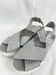 GｏｍｕGｏｍｕ ゴムゴム クロスベルト サンダル ラメ メッシュ sizeL/24.0-24.5相当/シルバー  ■◆レディース
