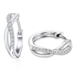 【特価セール】ピアス レディース 人気 最高級ジルコニア 金属アレルギー対応 ツイスト フープピアス リング シルバー925 18金メッキ シンプル おしゃれ アクセサリー プレゼント お誕生日 ホワイトデー 母の日
