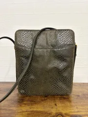 パイソン柄 レザー ショルダーバッグ グリーン系 ゴールド金具 斜め掛け レディース